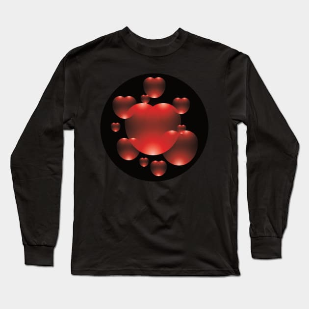 Cute valentines hearts Long Sleeve T-Shirt by Ricogfx